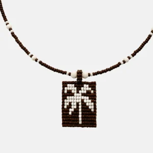 Cils Beaded PALM Necklace Short | Brown White