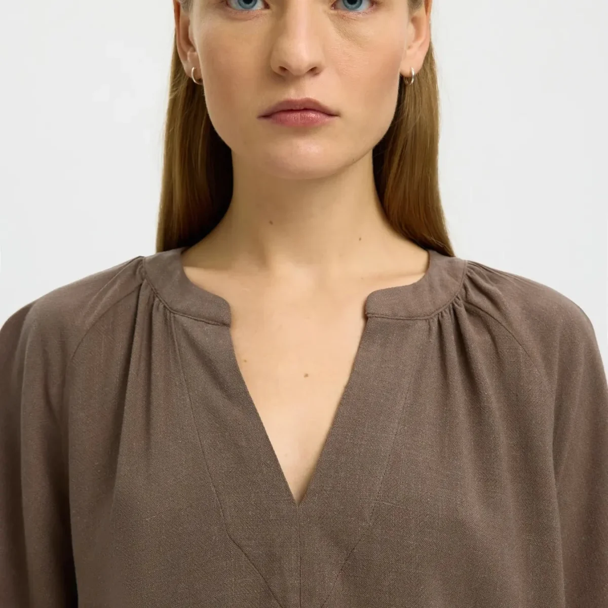 SLFVIVA 2/4 V-NECK LINEN BLEND TOP NOOS - Afbeelding 7