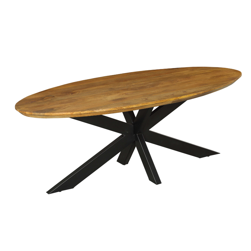 Ovale eettafel Brandy Naturel Mangohout 240 cm - Afbeelding 6