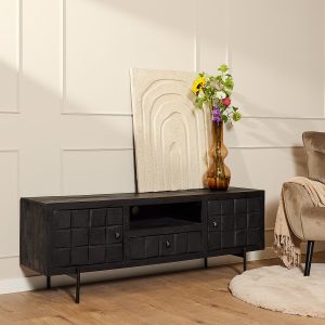 Tv meubel Brandy Zwart Mangohout 150 cm