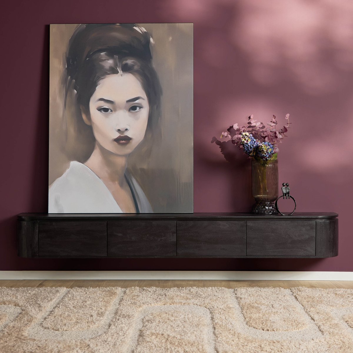 Tv meubel Excellent Zwart Mangohout 240 cm