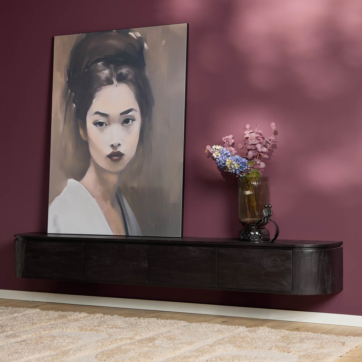 Tv meubel Excellent Zwart Mangohout 240 cm - Afbeelding 3
