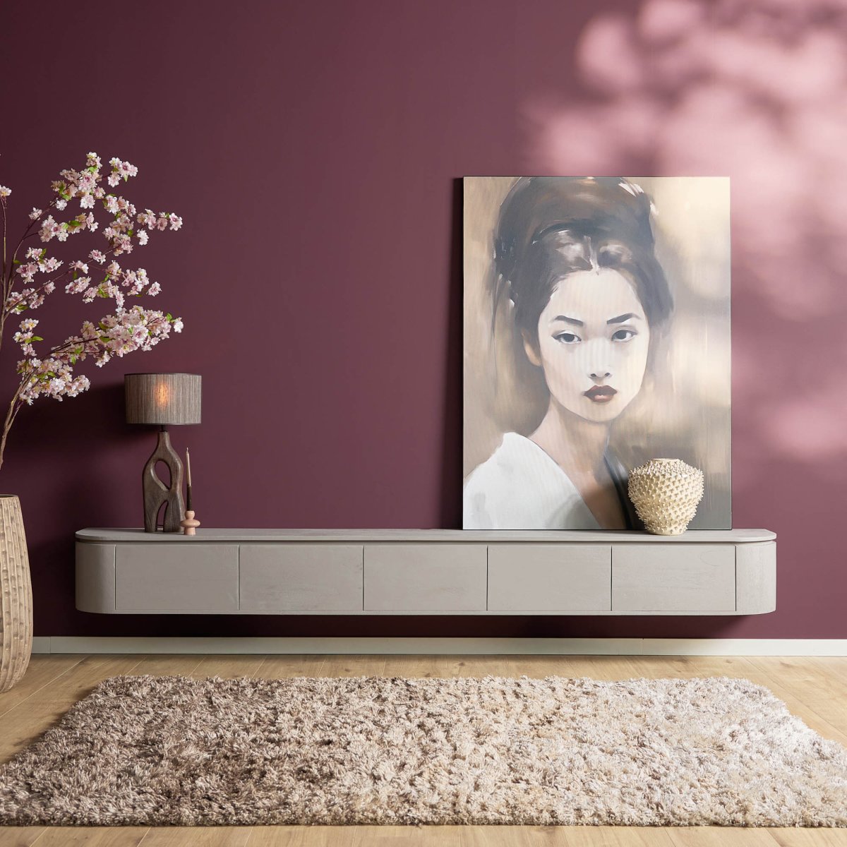 Tv meubel Excellent Taupe Mangohout 280 cm - Afbeelding 2