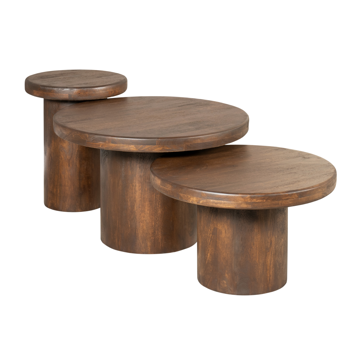Salontafel set Maya Bruin Mangohout 70 cm - Afbeelding 5