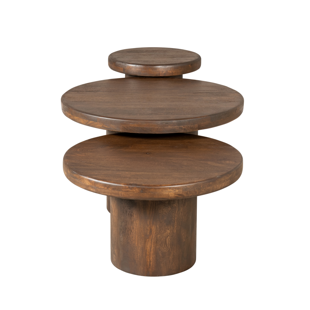 Salontafel set Maya Bruin Mangohout 70 cm - Afbeelding 7