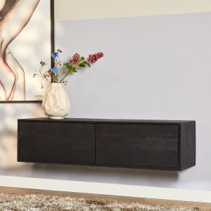 Zwevend tv meubel Vison Zwart Mangohout 120 cm