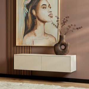 Zwevend tv meubel Vison Zand Mangohout 120 cm