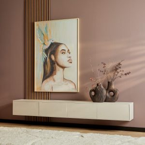 Zwevend tv meubel Vison Zand Mangohout 240 cm