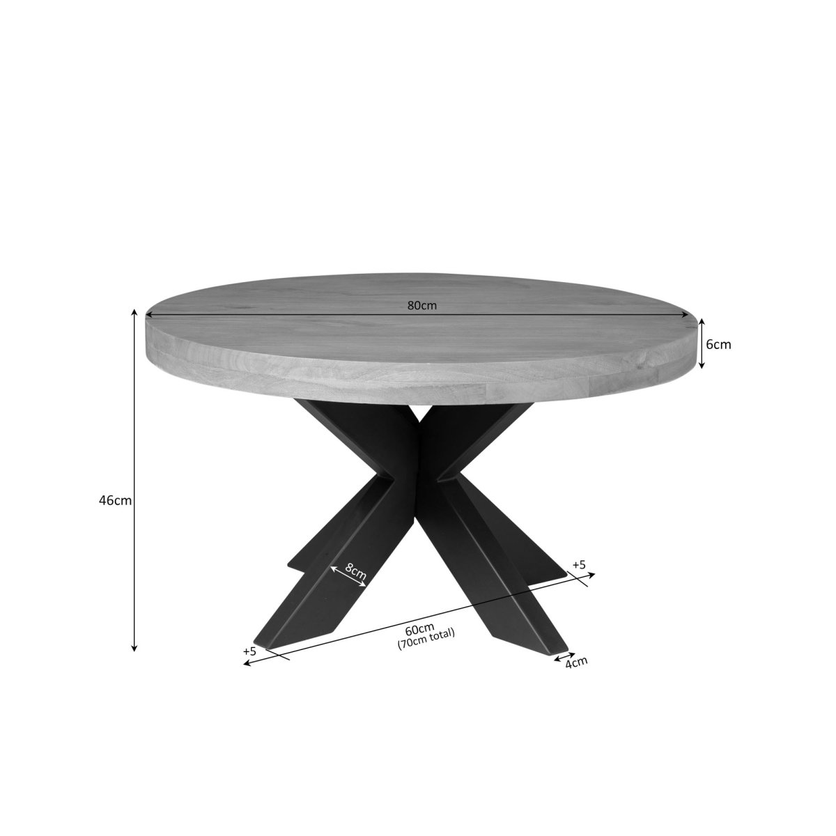 Ronde salontafel Dakota Naturel Mangohout 80 cm - Afbeelding 6