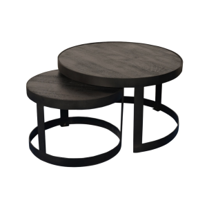 Salontafel set Lola Zwart Mangohout 70 cm