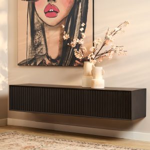 Zwevend tv meubel Madison Zwart Mangohout 160 cm