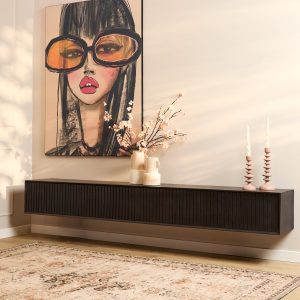 Zwevend tv meubel Madison Zwart Mangohout 240 cm