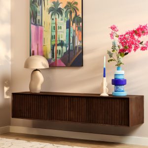 Zwevend tv meubel Madison Bruin Mangohout 160 cm