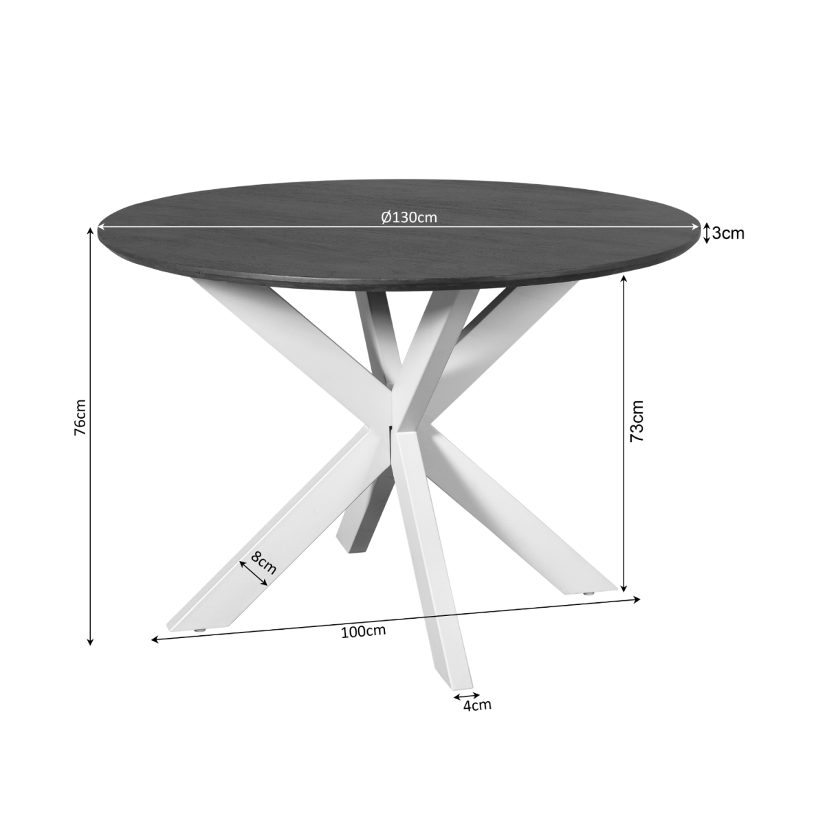Ronde eettafel Madison Naturel Mangohout 130 cm - Afbeelding 5