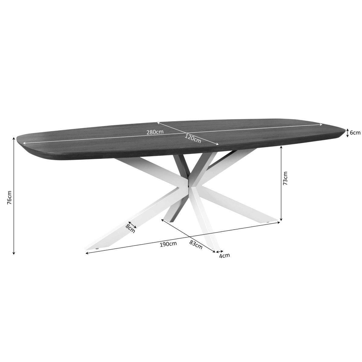Deens ovale eettafel Madison Naturel Mangohout 280 cm - Afbeelding 5