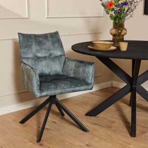Draaibare eetkamerstoel Dani Blauw Velvet