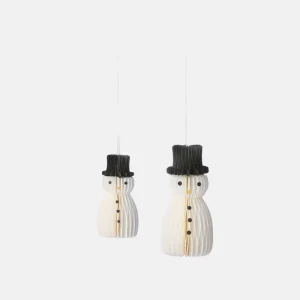 Honeycomb Snowmen H9/12cm Off White S/2pcs