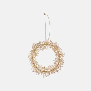 Beaded Ornament Wreath Ø13cm Mio Champagne