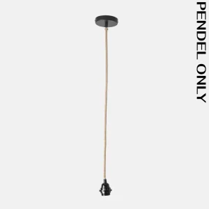 Zwarte/naturel pendel 110cm katoenen kabelrozet