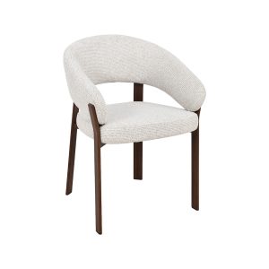 LABEL51 Eetkamerstoel Sato – Naturel – Geweven – Walnoot Houten Frame