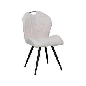LABEL51 Eetkamerstoel Silly – Naturel – Boucle – Zwart Metalen Frame