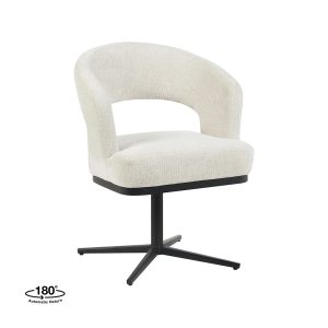 LABEL51 Eetkamerstoelen Monaco – Naturel – Geweven – Zwart Metalen Frame