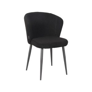 LABEL51 Eetkamerstoel Whirl – Zwart – Teddy – Zwart Metalen Frame