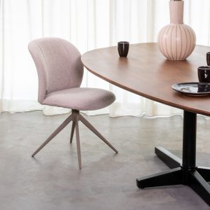 LABEL51 Eetkamerstoel Kimo – Naturel – Boucle – Taupe Metalen Frame