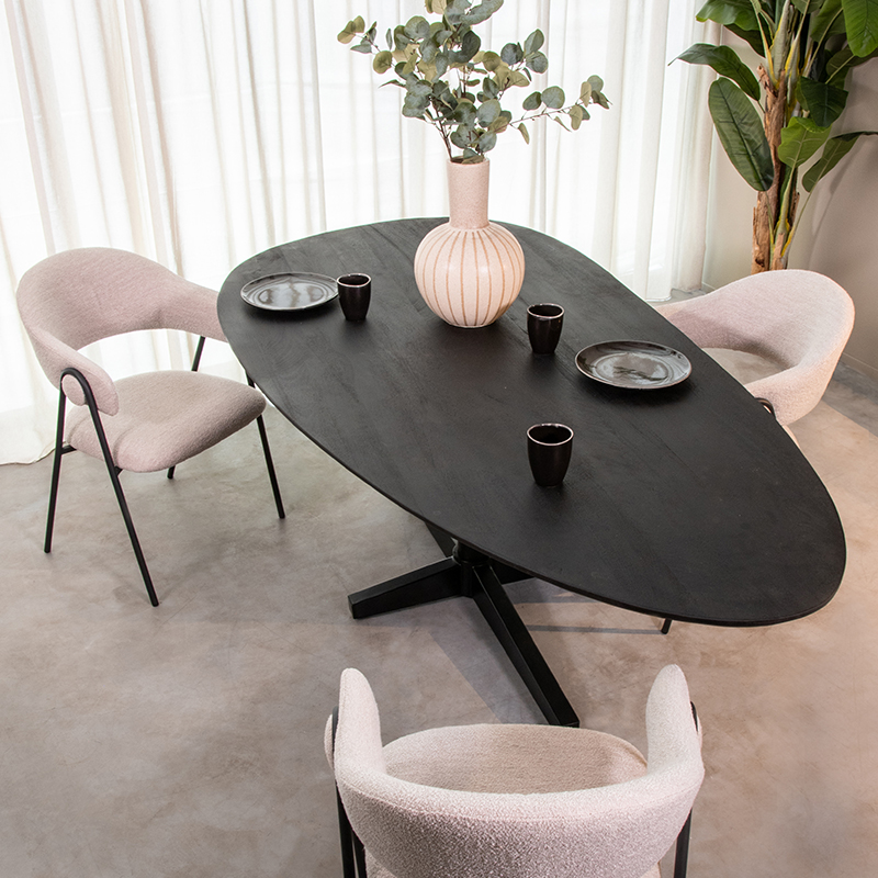 LABEL51 Eetkamertafel Rosie – Zwart – Mangohout – 220 cm