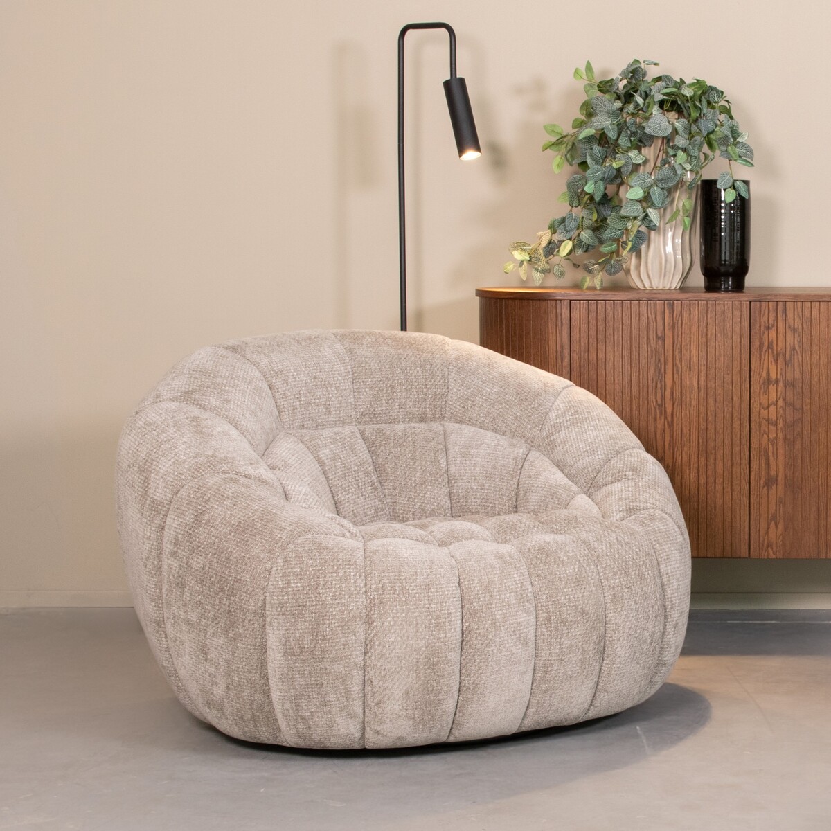 LABEL51 Fauteuil Cloud – Stone – Chenille – 1-Zits