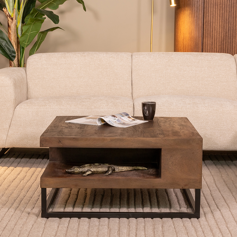 LABEL51 Salontafel Cube – Espresso – Mangohout – 80 cm - Afbeelding 2