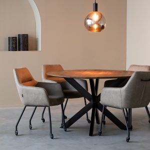 LABEL51 Eetkamertafel Otis – Nature Smooth – Mangohout – 130 cm – Rond