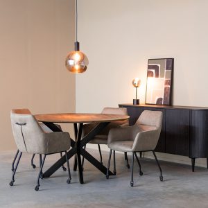 LABEL51 Eetkamertafel Otis – Espresso – Mangohout – 130 cm – Rond