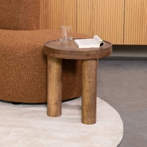 LABEL51 Bijzettafel Elly – Nature Smooth – Mangohout – 42 cm