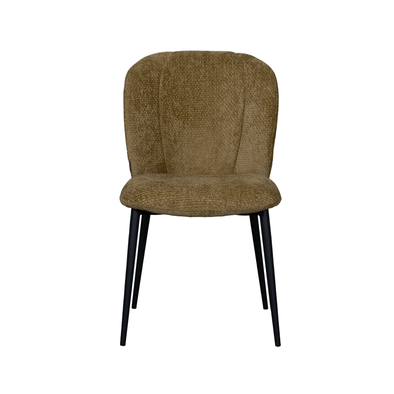 LABEL51 Eetkamerstoel Vino – Mustard – Chenille – Zwart Metalen Frame - Afbeelding 4