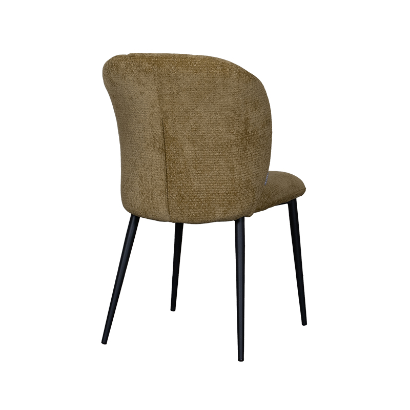 LABEL51 Eetkamerstoel Vino – Mustard – Chenille – Zwart Metalen Frame - Afbeelding 6