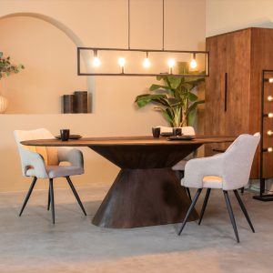LABEL51 Eetkamertafel Jagger – Espresso – Mangohout – 240 cm – Ovaal