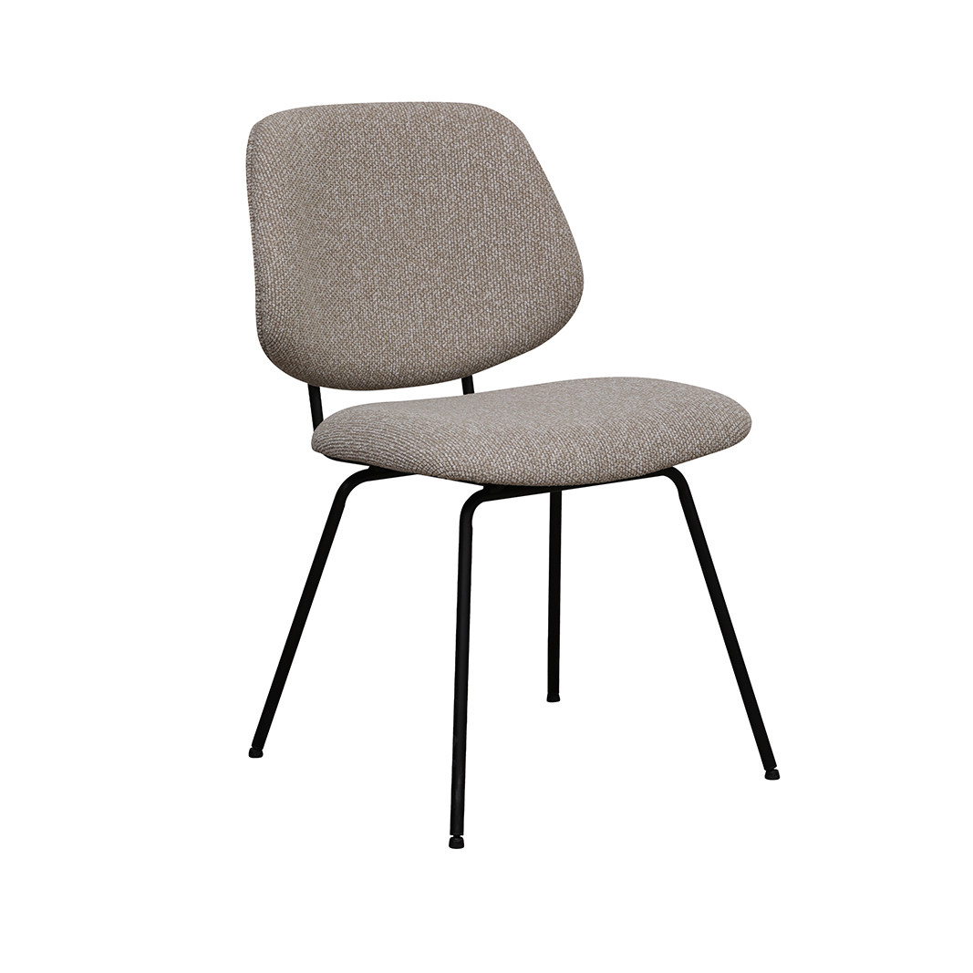 LABEL51 Eetkamerstoel Ravenna – Naturel – Boucle – Zwart Metalen Frame - Afbeelding 2