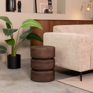 LABEL51 Bijzettafel Milly – Espresso – Mangohout – 35 cm – Rond