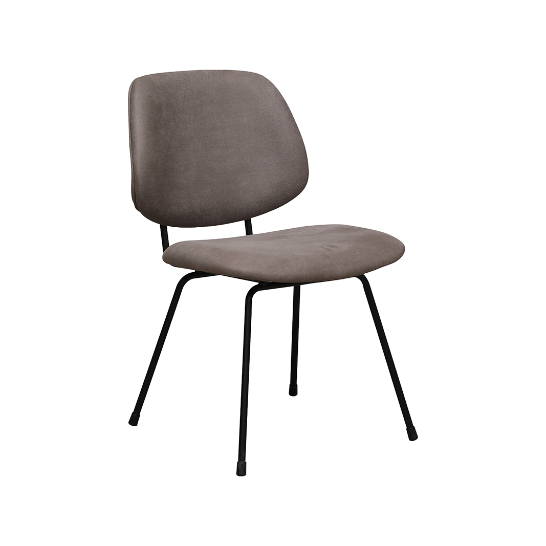 LABEL51 Eetkamerstoel Bello – Taupe – Kunstleder – Zwart Metalen Frame - Afbeelding 3