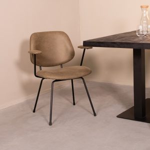 LABEL51 Eetkamerstoel Rivano – Moss – Kunstleder – Zwart Metalen Frame