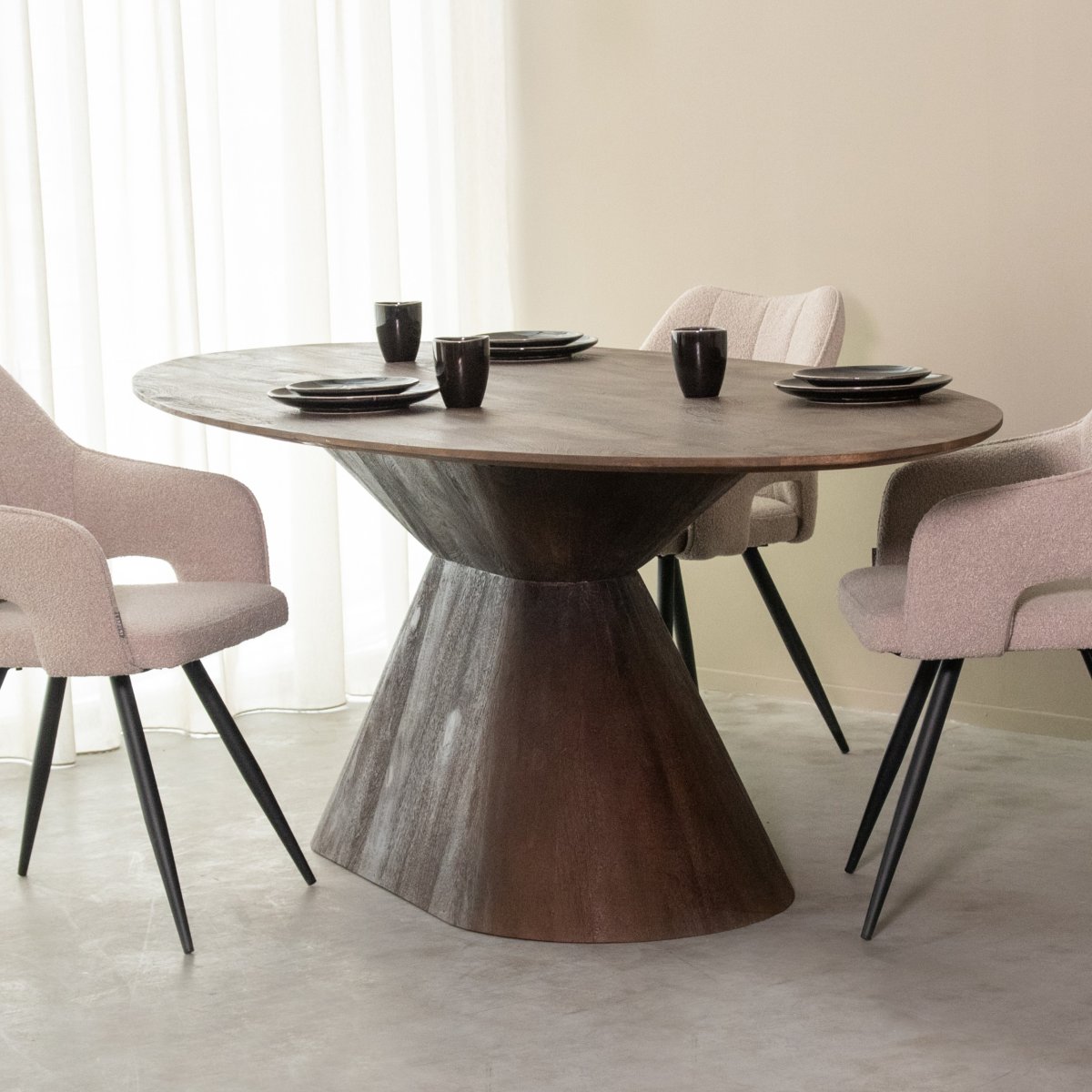 LABEL51 Eetkamertafel Jagger – Espresso – Mangohout – 220 cm – Ovaal - Afbeelding 2