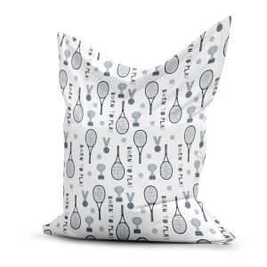 Zitzak met tennis print in blauw met wit